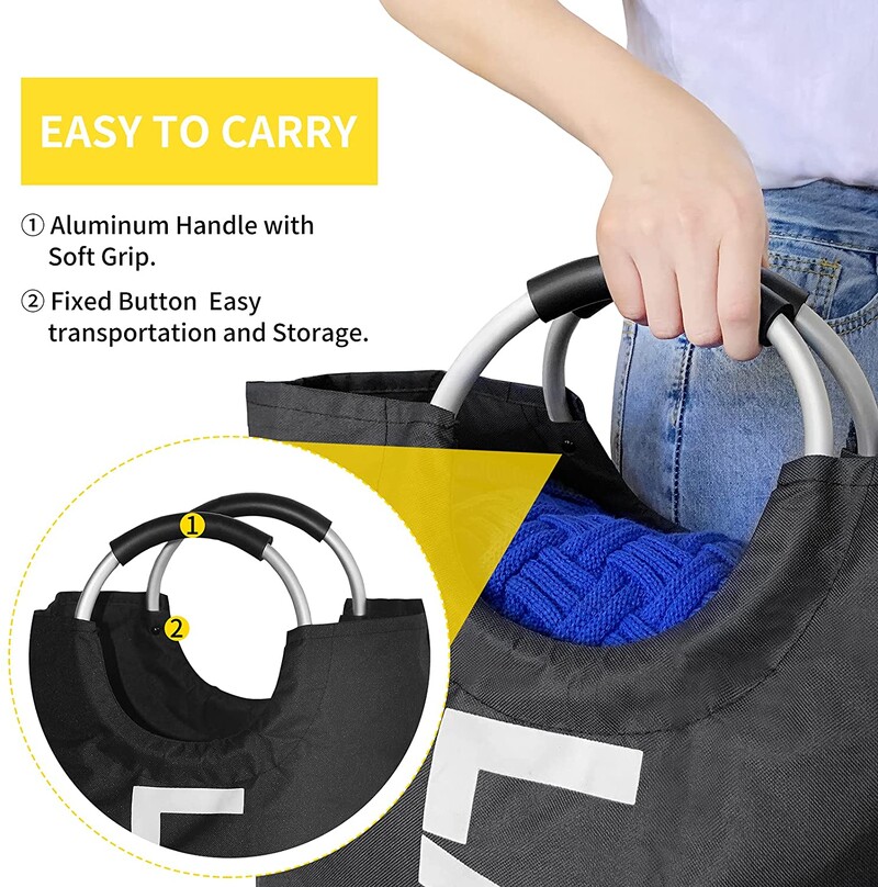 Velika košara za rublje, sklopiva korpa za rublje od Oxford tkanine s aluminijskom ručkom, prevelika za kućni organizator za pohranu