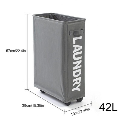 Sklopive košare za rublje Velika tanka sklopiva košara na kotačima 42L Samostojeća uska kutna kanta s ručkom Prljava odjeća