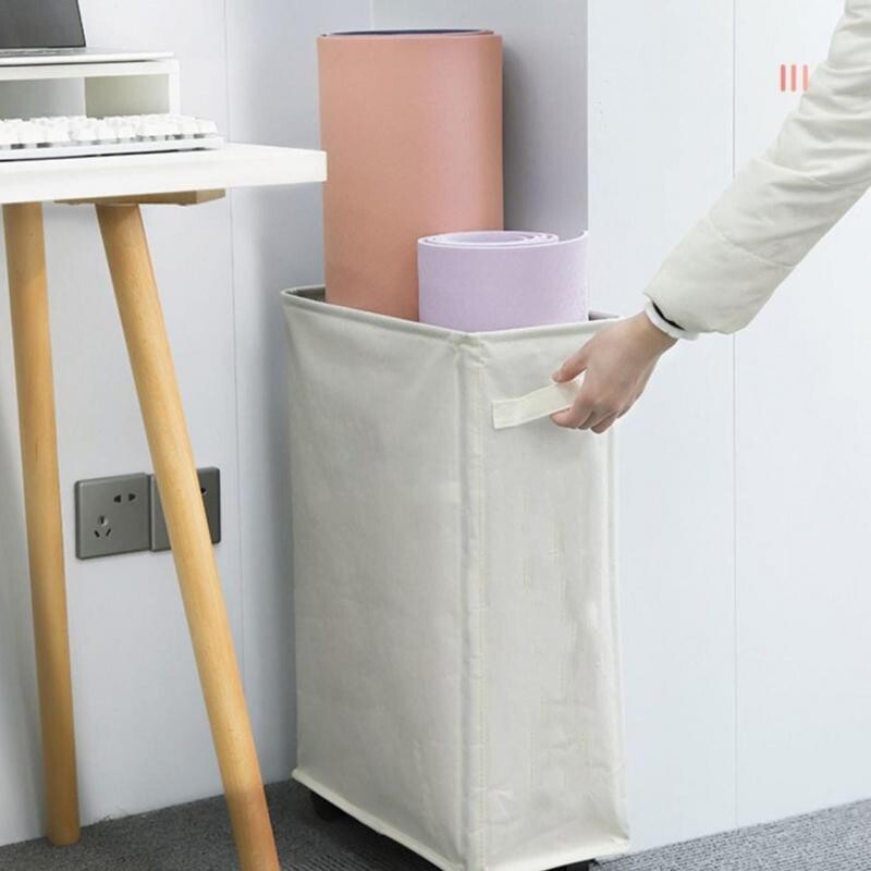 Sklopive košare za rublje Velika tanka sklopiva košara na kotačima 42L Samostojeća uska kutna kanta s ručkom Prljava odjeća