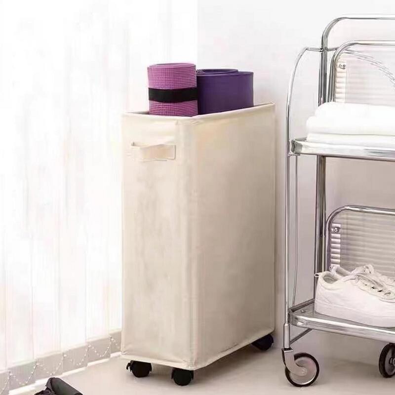Sklopive košare za rublje Velika tanka sklopiva košara na kotačima 42L Samostojeća uska kutna kanta s ručkom Prljava odjeća