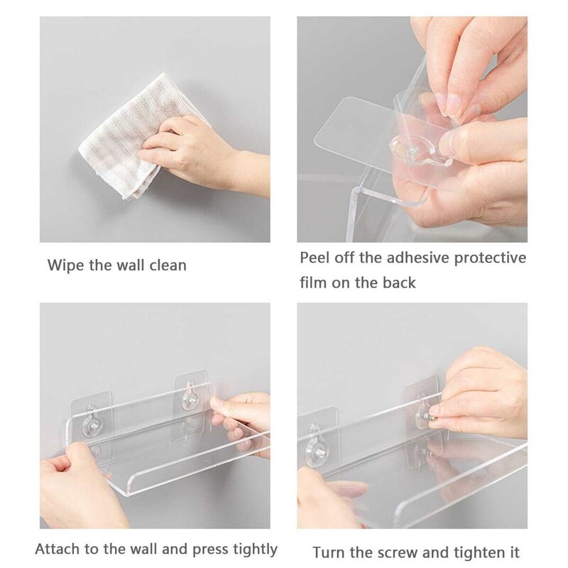 1 tk-akrüülist seinariiul Kuvariiul, seinale riputatav laud, tasuta punch, vannitualett-köögi hoiurest, tugev vannikleebis