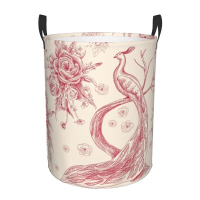 Coș de depozitare pentru haine mari Coș de depozitare Toile De Jouy albastru personalizat Coș de rufe cu motiv albastru marin francez Organizator de coș de jucării pentru băiat și fată