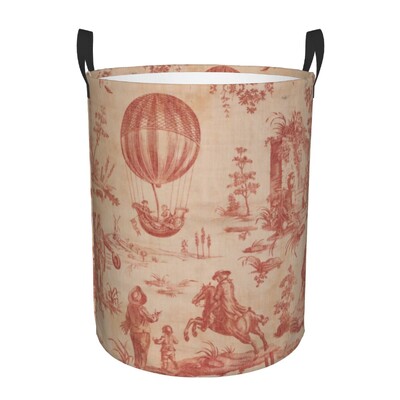 Coș de depozitare pentru haine mari Coș de depozitare Toile De Jouy albastru personalizat Coș de rufe cu motiv albastru marin francez Organizator de coș de jucării pentru băiat și fată