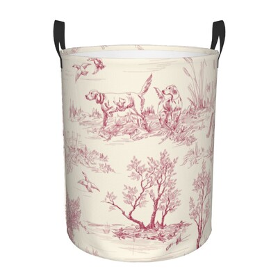 Coș de depozitare pentru haine mari Coș de depozitare Toile De Jouy albastru personalizat Coș de rufe cu motiv albastru marin francez Organizator de coș de jucării pentru băiat și fată