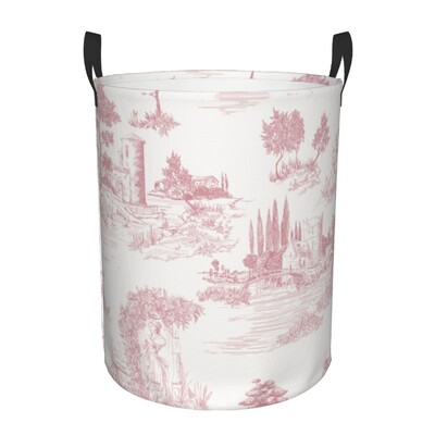 Coș de depozitare pentru haine mari Coș de depozitare Toile De Jouy albastru personalizat Coș de rufe cu motiv albastru marin francez Organizator de coș de jucării pentru băiat și fată