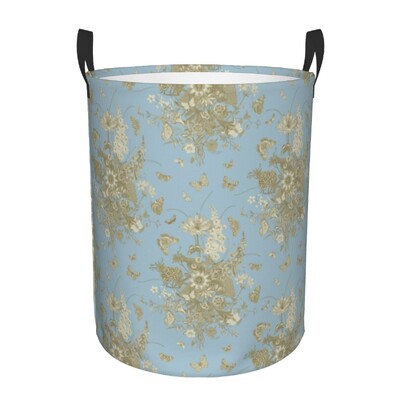 Coș de depozitare pentru haine mari Coș de depozitare Toile De Jouy albastru personalizat Coș de rufe cu motiv albastru marin francez Organizator de coș de jucării pentru băiat și fată