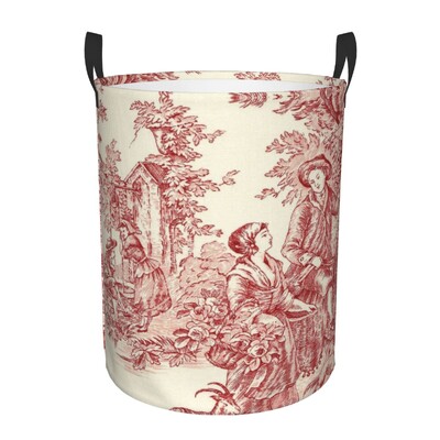 Coș de depozitare pentru haine mari Coș de depozitare Toile De Jouy albastru personalizat Coș de rufe cu motiv albastru marin francez Organizator de coș de jucării pentru băiat și fată