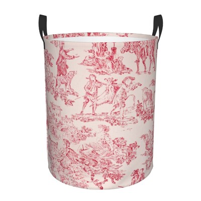 Coș de depozitare pentru haine mari Coș de depozitare Toile De Jouy albastru personalizat Coș de rufe cu motiv albastru marin francez Organizator de coș de jucării pentru băiat și fată