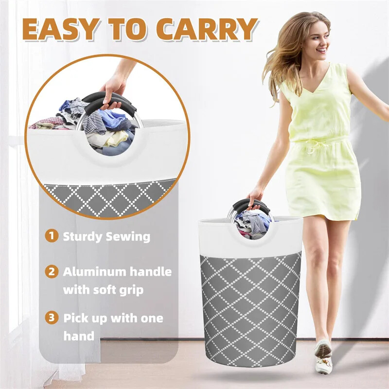 Suur 90L Kokkupandav veekindel pesukorv Silinderviimistlusega riiete hoiustamiseks ämbrikott