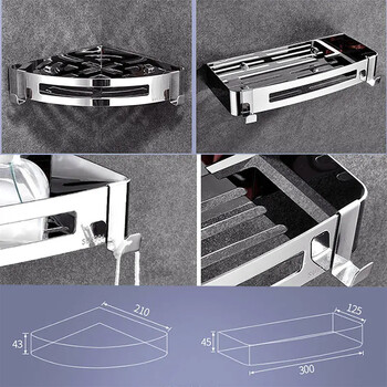 Рафтове за баня от неръждаема стомана Ъглови рафтове Организатор Кухненски смукател Стенен Ъглов багажник Аксесоари за баня