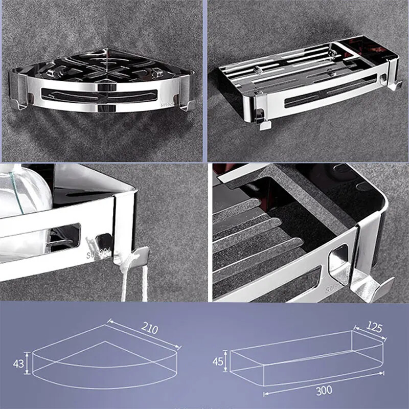 Kupaonske police od nehrđajućeg čelika Organizator za kutne police Kuhinjska sisa Zidni kutni stalak za pohranu Kupaonski pribor