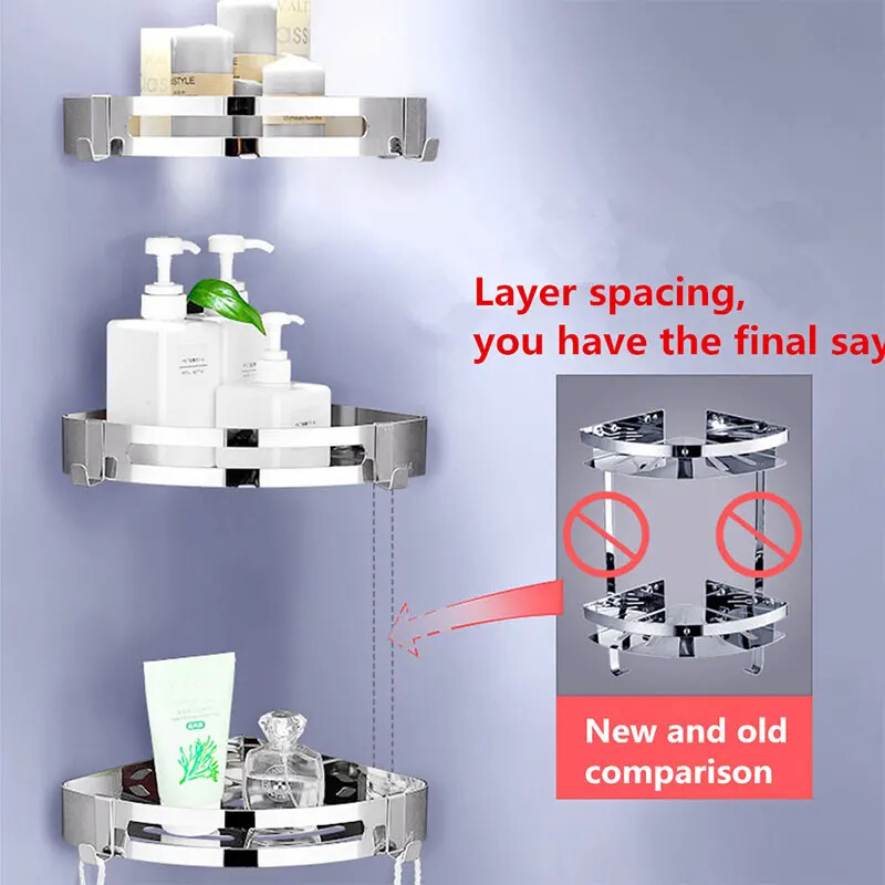 Kupaonske police od nehrđajućeg čelika Organizator za kutne police Kuhinjska sisa Zidni kutni stalak za pohranu Kupaonski pribor