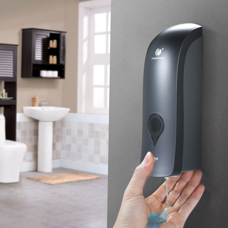 Dozator de săpun de 300 ml, fără găurire, montat pe perete, distribuitor manual de săpun cu un singur cap, gel de duș pentru baie, suport pentru șampon lichid