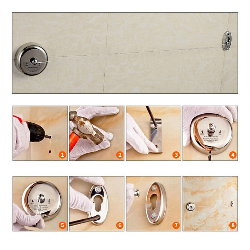 Pesu riidepuu Sissetõmmatavad riidenöörid roostevabast terasest koduhoidla riided kuivatusrest Tross riidekuivati organiseerija