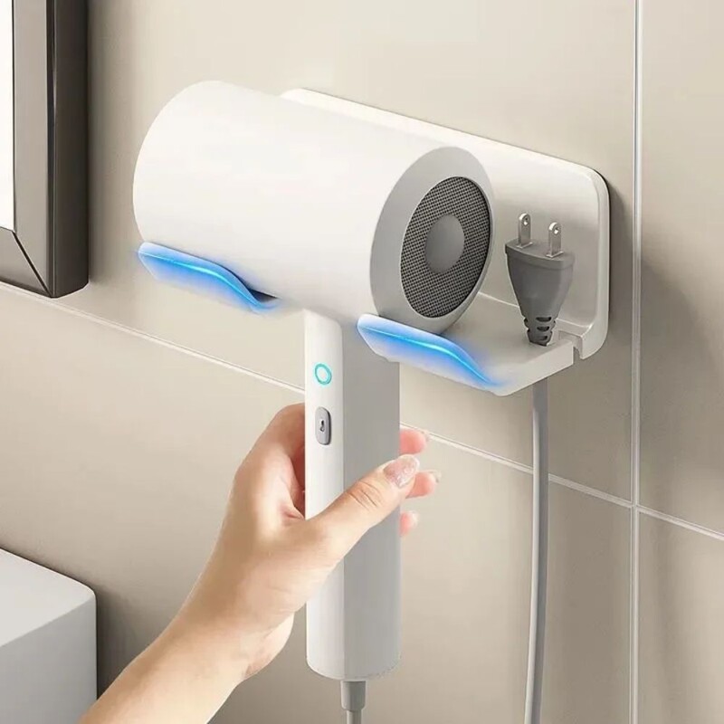 Suport de depozitare pentru uscător de păr 1 bucată, montat pe perete pentru baie