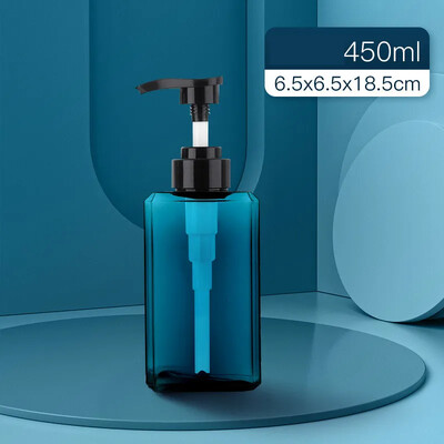 Dozator de săpun lichid, 250/450/650 ml, sticle de depozitare, pătrate din plastic, pentru călătorie în aer liber, reîncărcabile pentru șampon albastru, sticle goale