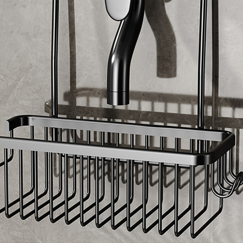 Roostevabast terasest vannitoa duširiiul riidepuuga Mugavad ja praktilised vannitoa hoiuriiulid, mustad