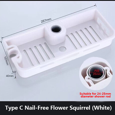 Duššihoidik Vannitoa riiul varraste riiulid šampoonialuse alus, puurimiseta Tõstevarras dušipea hoidja riiuli korraldaja