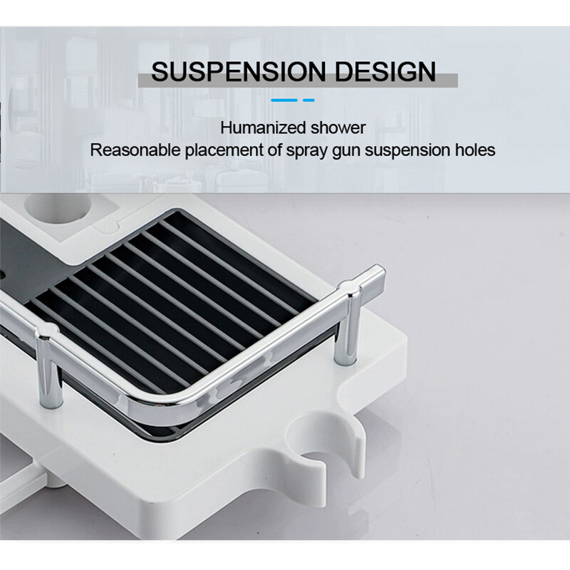 Duššihoidik Vannitoa riiul varraste riiulid šampoonialuse alus, puurimiseta Tõstevarras dušipea hoidja riiuli korraldaja