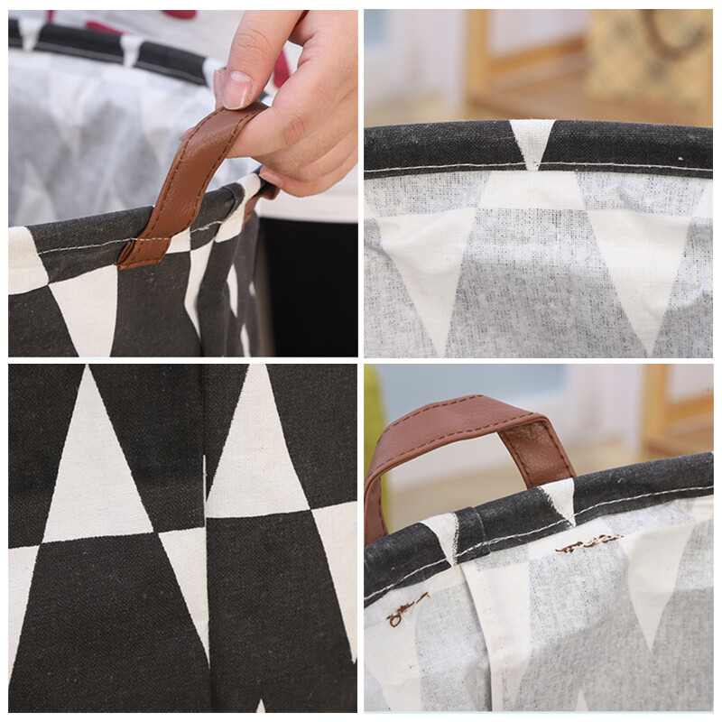 Kokkupandav pesukorv hoiuämber puuvillane linane riie valge must veekindel määrdunud pesu mänguasjade hoiukorv määrdunud riided