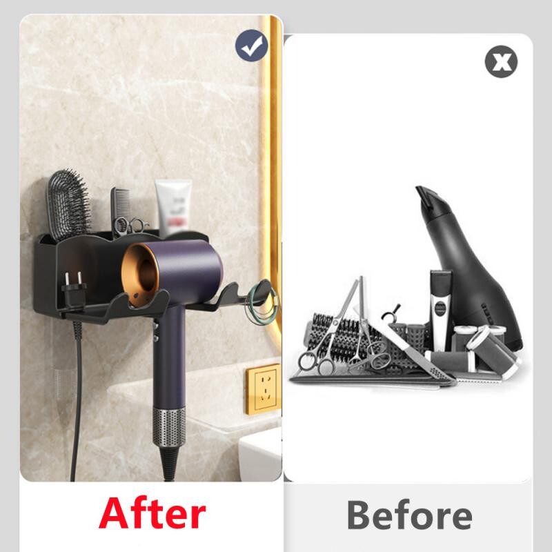 Zidni držač sušila za kosu za Dyson stalak za sušilo za kosu Kupaonska polica Aparat za ravnanje kose Stalak za pohranu Kupaonski organizator