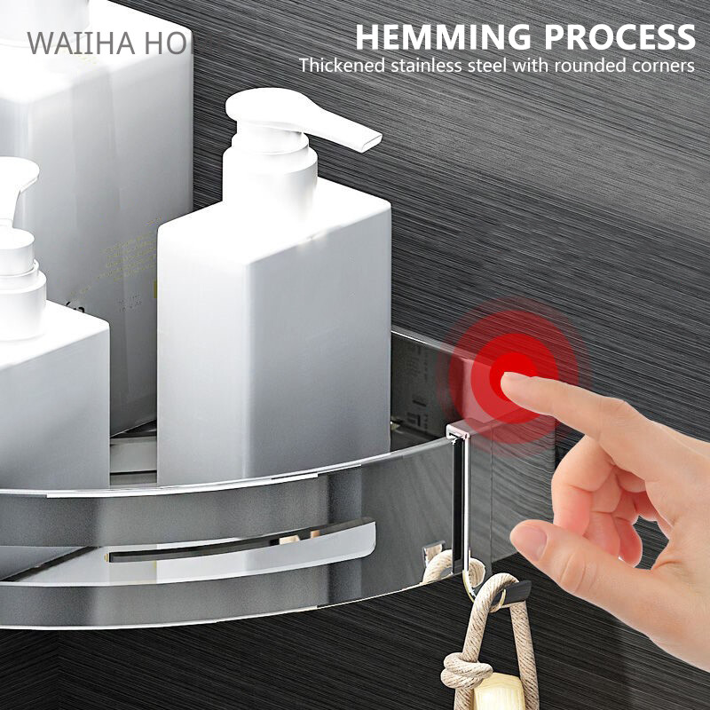 Roostevabast terasest vannitoariiulid Nurgariiul Korraldaja Köök Sucker Seinale paigaldatav hoiuruum Nurgariiul Vannitoa tarvikud