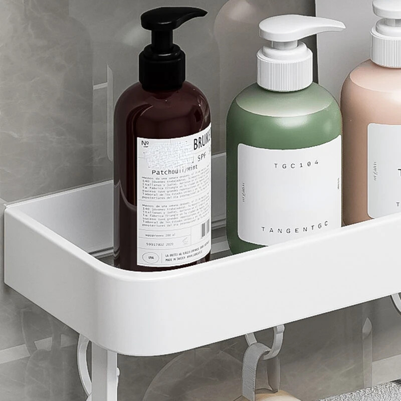 Alumiiniumist Vannitoa hoiuriiul Seinale paigaldatav dušihoidik Valge korraldaja Nurgariiulid WC šampooni kosmeetikahoidik