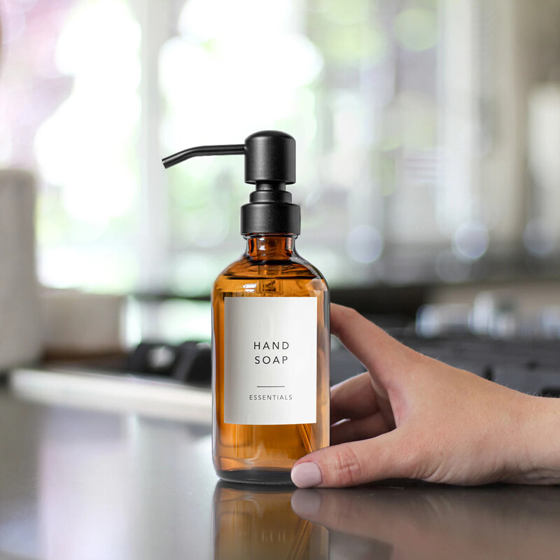 Pumppudeli dosaator vedelseebi jaoks, vannitoa käsiseebi dosaator, merevaiguvärvi klaasist seebi ja losjooni dosaatori komplekt, 2tk 8Oz 250ml