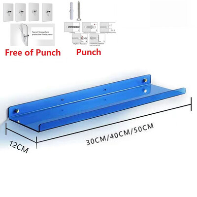 Raft de depozitare de tip montat pe perete din acril de culoare Rafturi moderne pentru baie pentru sufragerie Raft de perete cu perforare gratuită Accesorii pentru casă