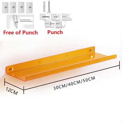 Raft de depozitare de tip montat pe perete din acril de culoare Rafturi moderne pentru baie pentru sufragerie Raft de perete cu perforare gratuită Accesorii pentru casă