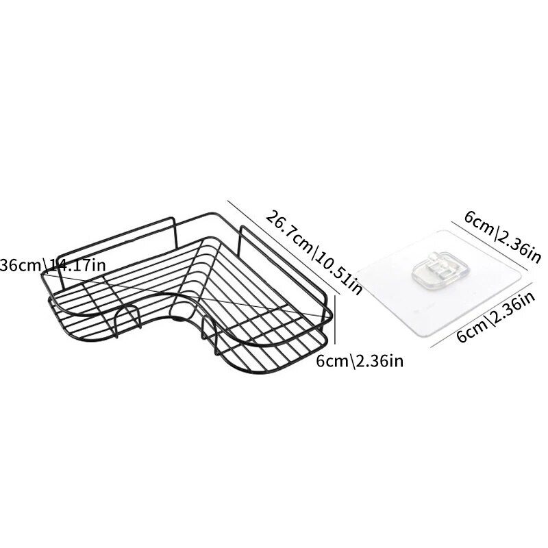 Neperforuojamas tualetas, vonios kambarys, tualeto sieninė laikymo lentyna, trikampė lentyna be nagų, laikymo lentyna, įskaitant 2 atsitiktinius pleistrus