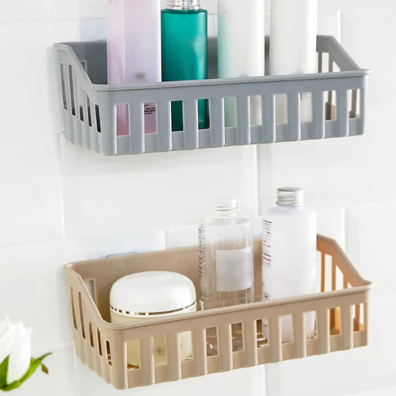 Organizator Per Bagno In Plastica Portaoggetti Foro Per Wc Gratuito Shampoo Sapone Supporto Cosmetico Mensole Doccia A Parete