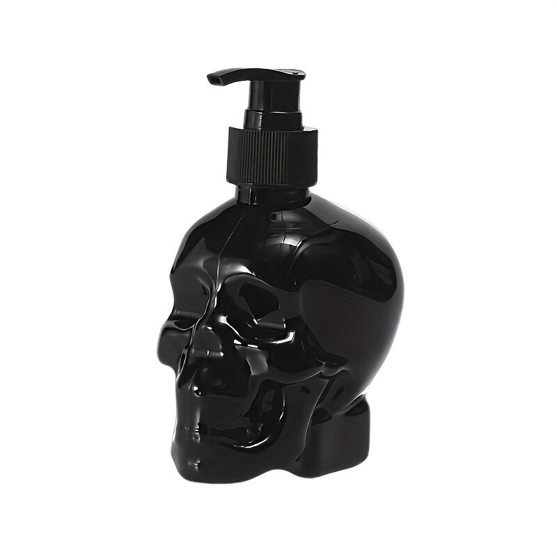 Dispenser de săpun cu design craniu, 11,83 oz, loțiune de șampon, reîncărcabilă, dezinfectant pentru mâini, recipient, sticlă, decorație de Halloween