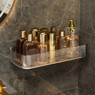 Zidna polica Zidni stalak za pohranu kozmetike bez rupa Organizator WC školjke Stil Nordin Prozirna kupaonica Novi WC umivaonik