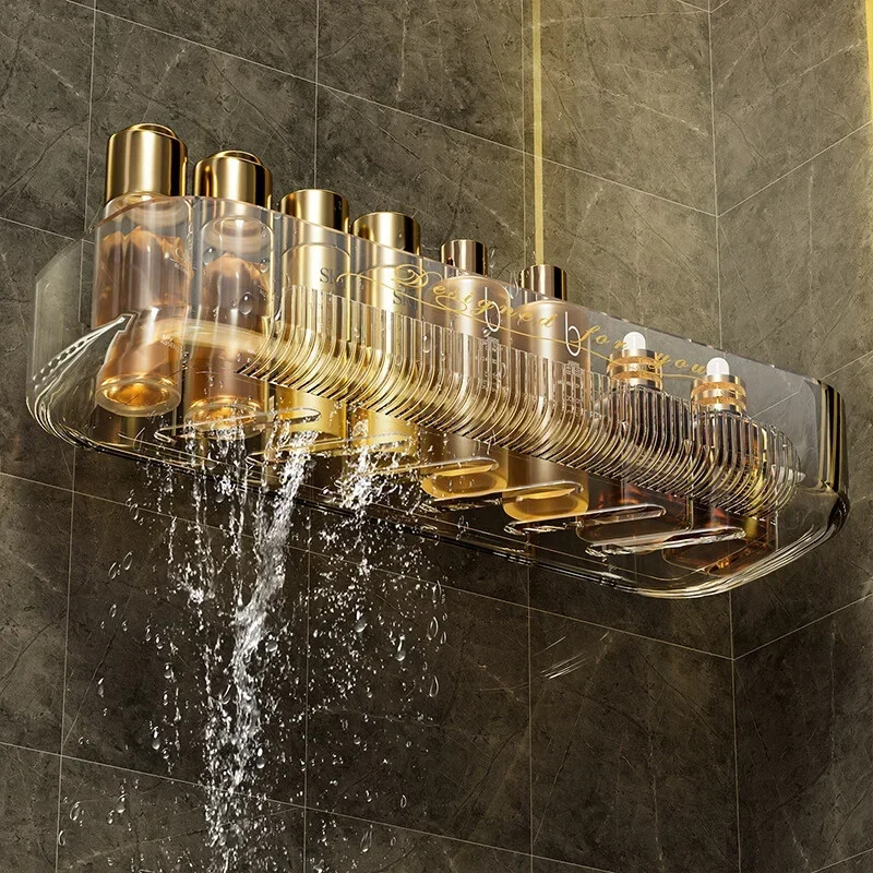 Zidna polica Zidni stalak za pohranu kozmetike bez rupa Organizator WC školjke Stil Nordin Prozirna kupaonica Novi WC umivaonik