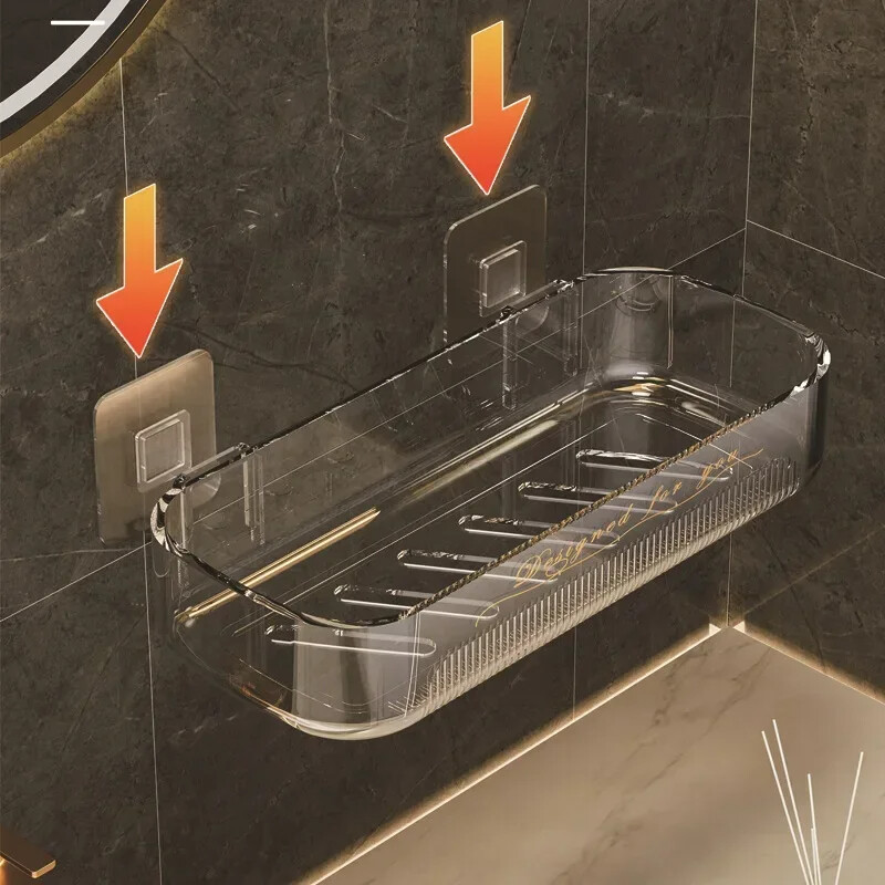 Zidna polica Zidni stalak za pohranu kozmetike bez rupa Organizator WC školjke Stil Nordin Prozirna kupaonica Novi WC umivaonik