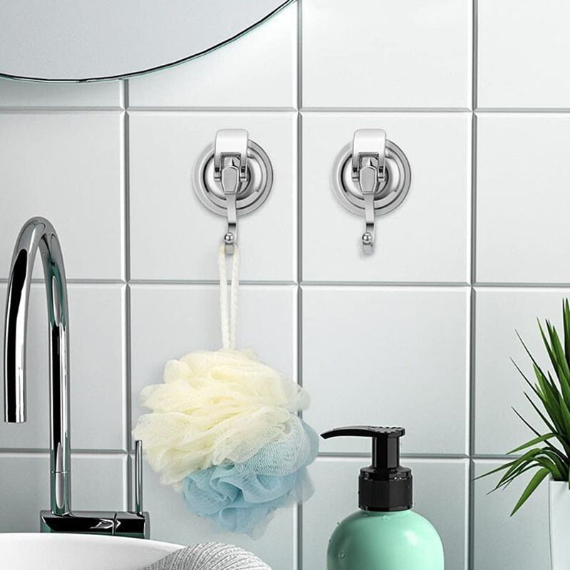 2 pakuočių galingi vakuuminio siurbimo puodelio kabliukai Nematomi, nesitraukiantys vonios ir virtuvės sieniniai kabliukai su stipriais vakuuminiais siurbtukais