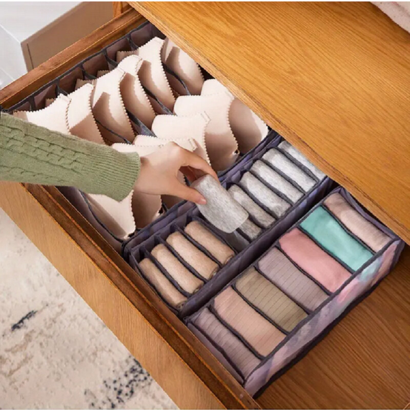 3 tk kokkupandav aluspesu hoiukarp, poolläbipaistev kokkupandav aluspükste sahtli korraldaja Rinnahoidja Korraldaja Hingav võrkkott riidekapi jaoks