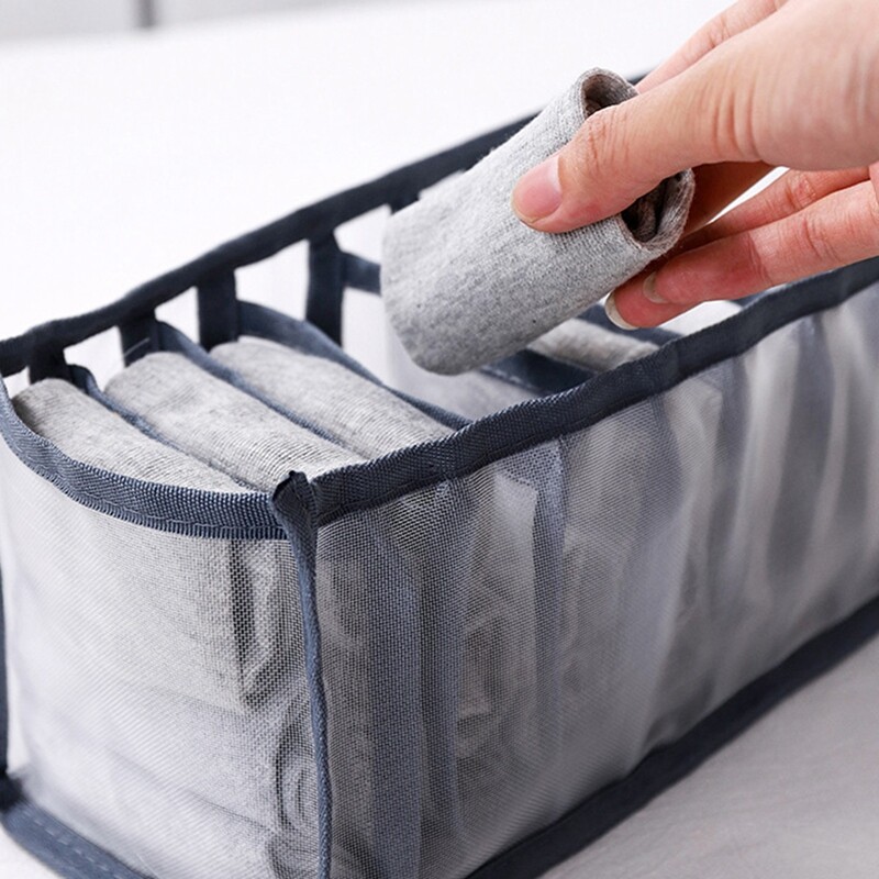 3 tk kokkupandav aluspesu hoiukarp, poolläbipaistev kokkupandav aluspükste sahtli korraldaja Rinnahoidja Korraldaja Hingav võrkkott riidekapi jaoks