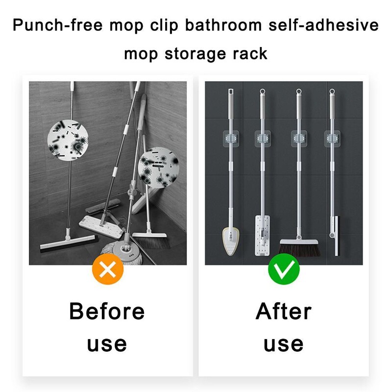Mopihoidja Isekleepuv harjaalus Seinale paigaldatav mopi tugi pühkimishari konks Hoiukorraldaja Vannitoa köögitarvikud