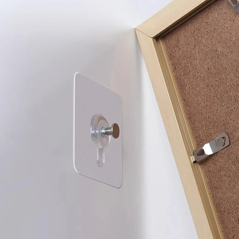 Cârlige de perete autoadezive transparente, umeraș pentru rame foto pentru dulap, dulap, rafturi, șuruburi, bucătărie, baie, cârlig cu șurub fără urme
