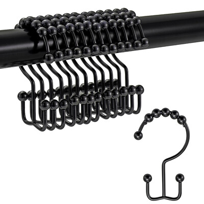 12 vnt/partija Dušo užuolaidų kabliukai metaliniai dvigubai slystantys dušo kabliukai vonios kambariui dušo strypai užuolaidos vonios kambario užuolaidų kabliukai