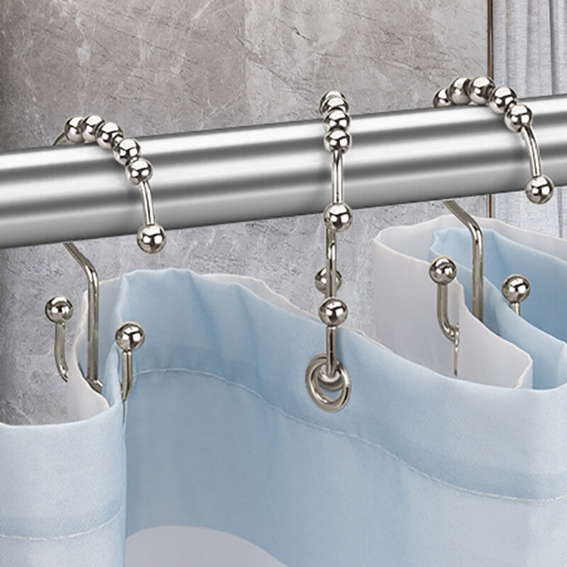 12 vnt/partija Dušo užuolaidų kabliukai metaliniai dvigubai slystantys dušo kabliukai vonios kambariui dušo strypai užuolaidos vonios kambario užuolaidų kabliukai