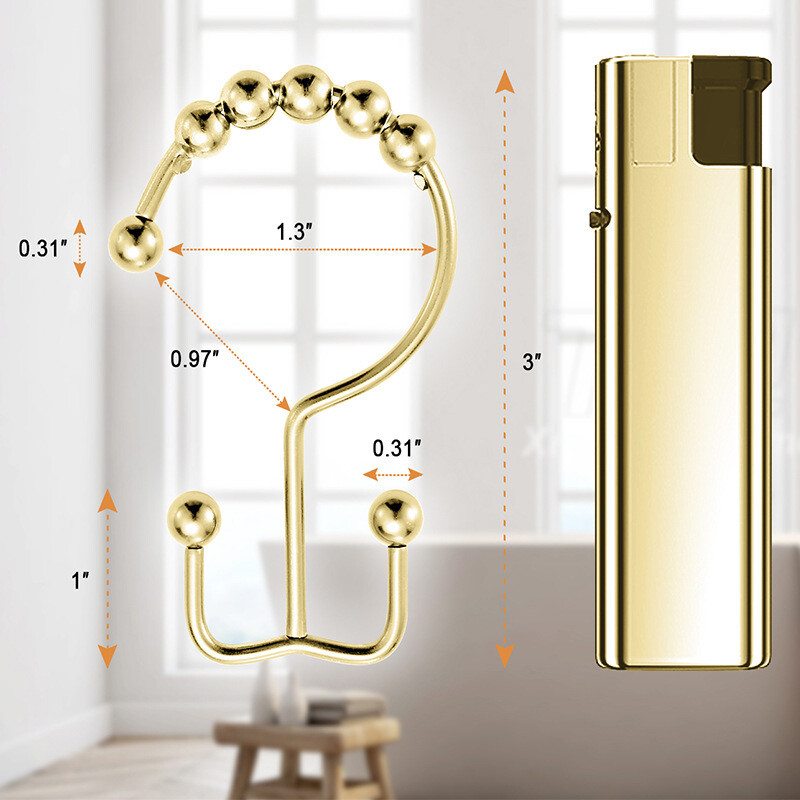 12 vnt/partija Dušo užuolaidų kabliukai metaliniai dvigubai slystantys dušo kabliukai vonios kambariui dušo strypai užuolaidos vonios kambario užuolaidų kabliukai