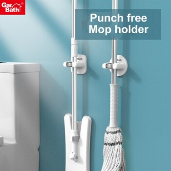 Traceless Hook Mop Rack Без дупка за тоалетна Кука за моп, монтиран на стена Държач за органайзер за моп Държач за метла Държач за моп Куки за баня