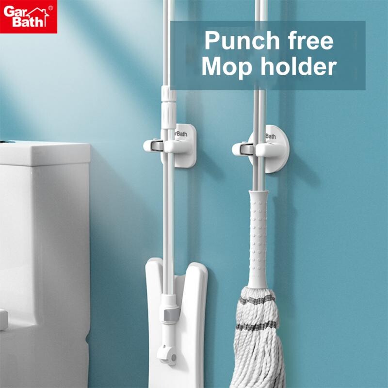 Traceless Hook Mop Rack WC auk Free Mopi konks Seinale kinnitatav mopihoidja Harjahoidja Mopihoidja Vannitoa konksud