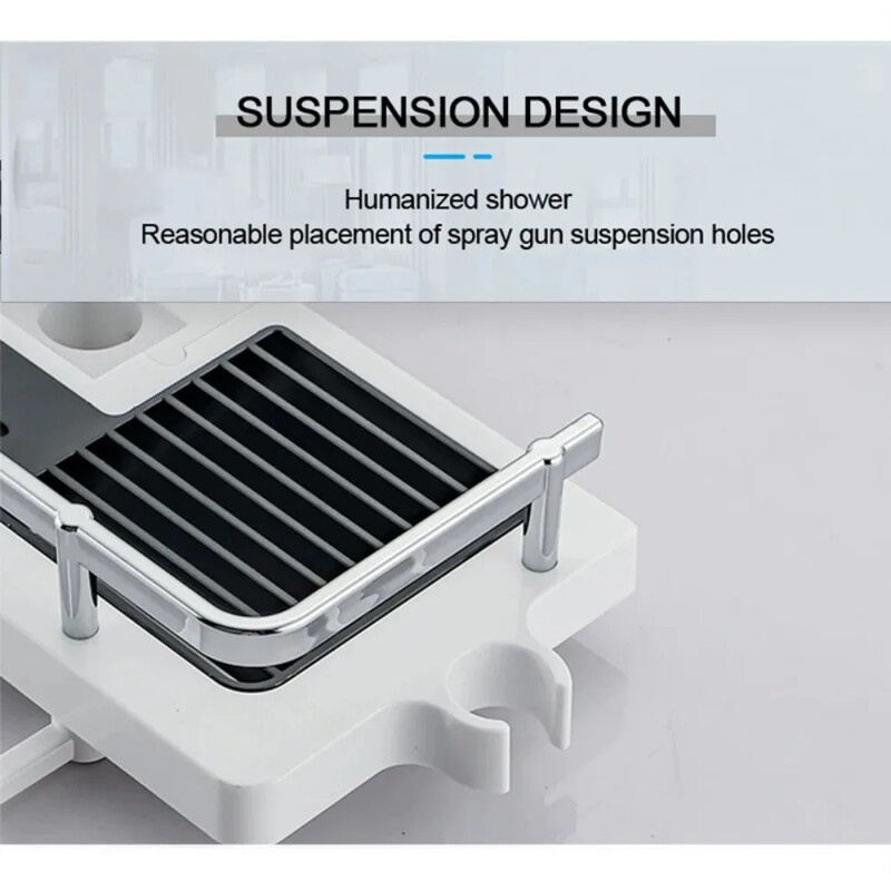 Duššihoidik Vannitoa riiul varraste riiulid šampoonialuse alus, puurimiseta Tõstevarras dušipea hoidja riiuli korraldaja