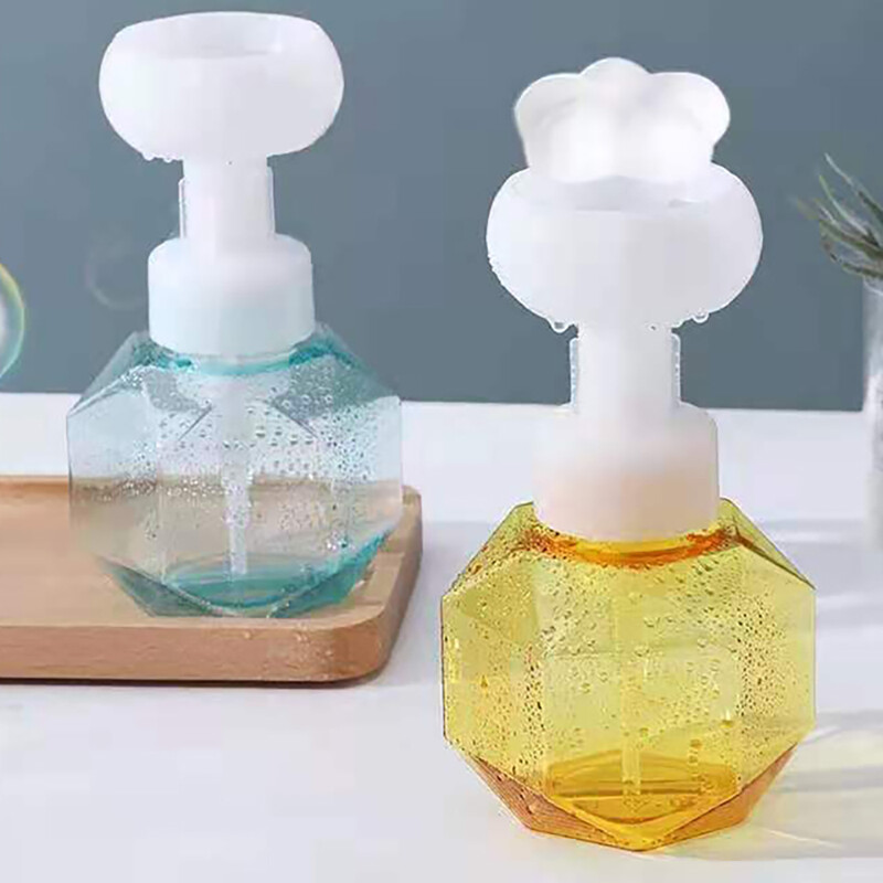 300 ml skysto muilo dozatorius gėlių formos putplasčio siurblys tuščias buteliukas plastikinis skaidrus butelis dušo želė putų pompos buteliukas
