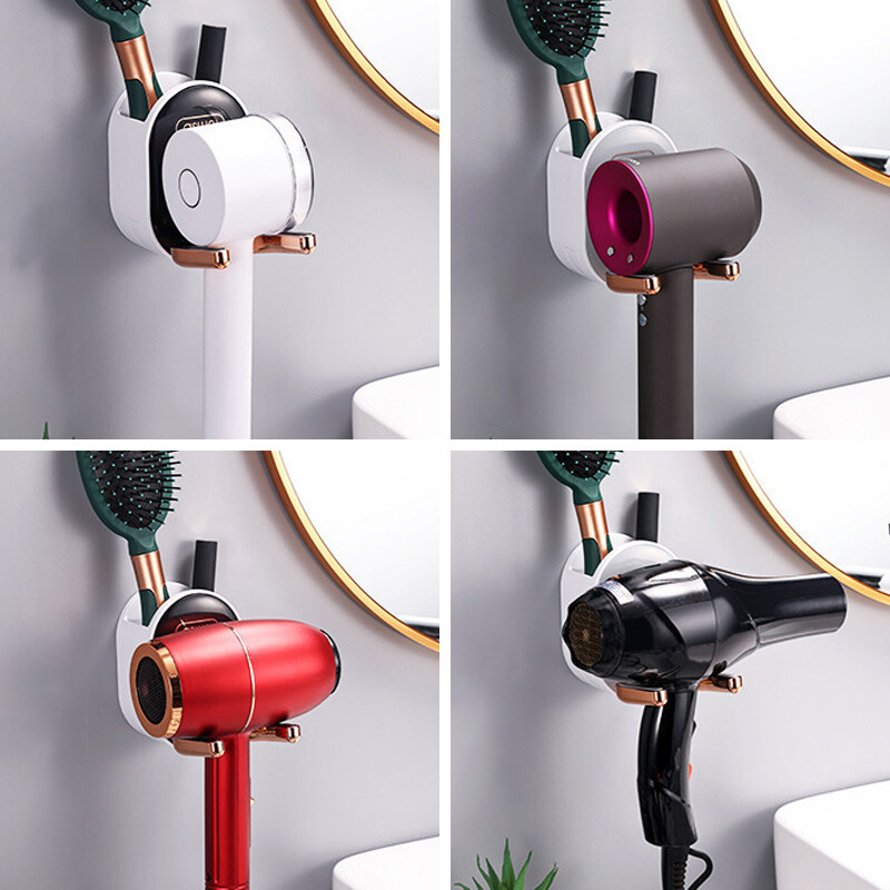 Seinale kinnitatav föönihoidik Kokkupandav hoiustamisvahend Kodu juukseharjade hoiukarp Juuksepallide trimmerrest Vannitoatarvikud