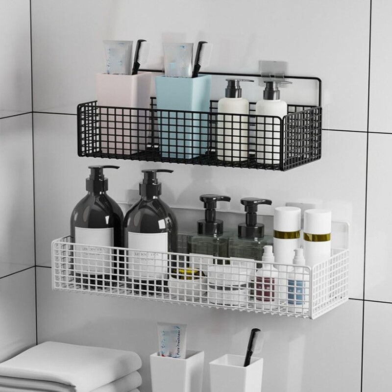 Šampūno lentyna Prie sienos tvirtinamas galinis krepšelis be perforavimo Be smūgių laikymo lentyna Vonios kambario virtuvės priedai